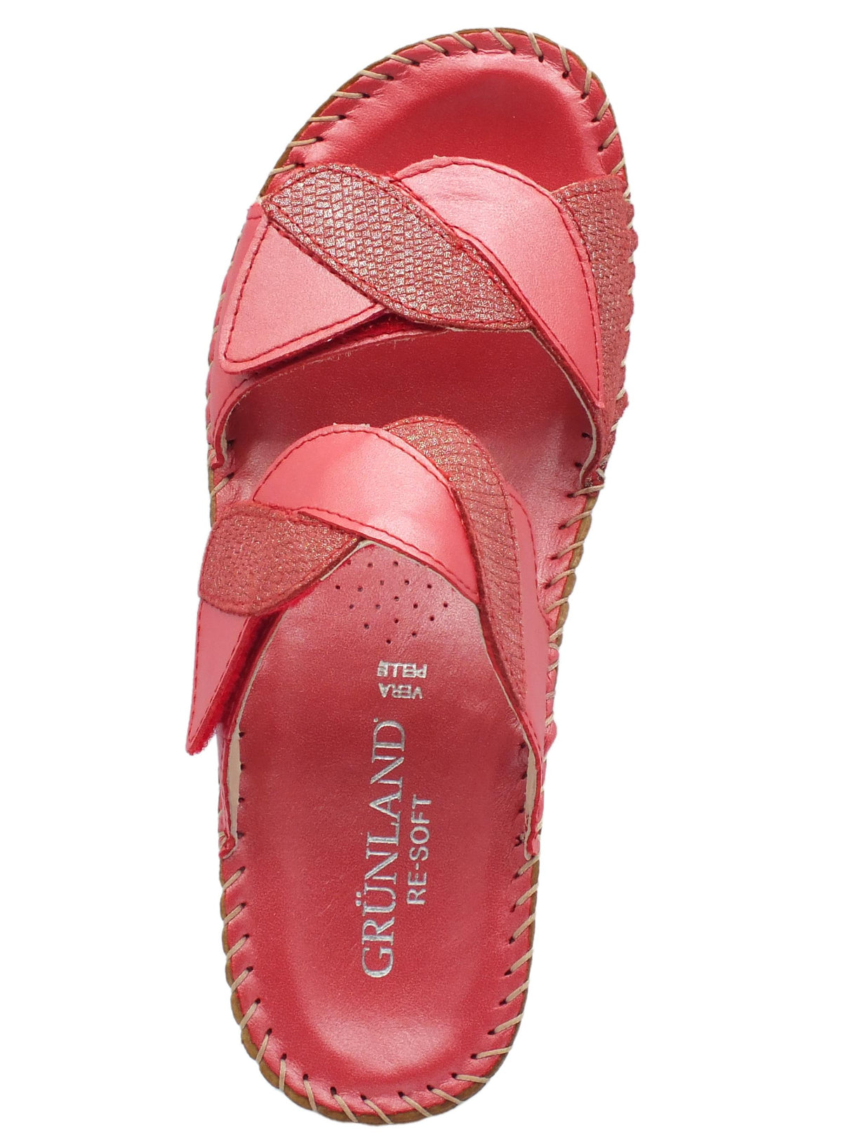 Grunland Grunland Palo CI1848 Rosso Sandali confort per Donna in pelle con doppia chiusura a strappo Rosso