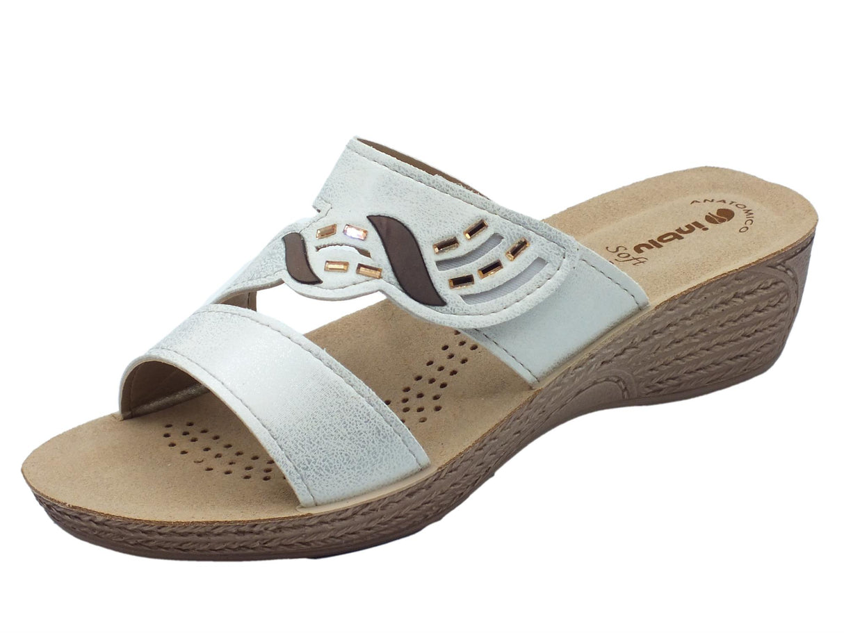 InBlu InBlu GL000035 Bianco Ciabatte per Donna con strappo e sottopiede soft Bianco