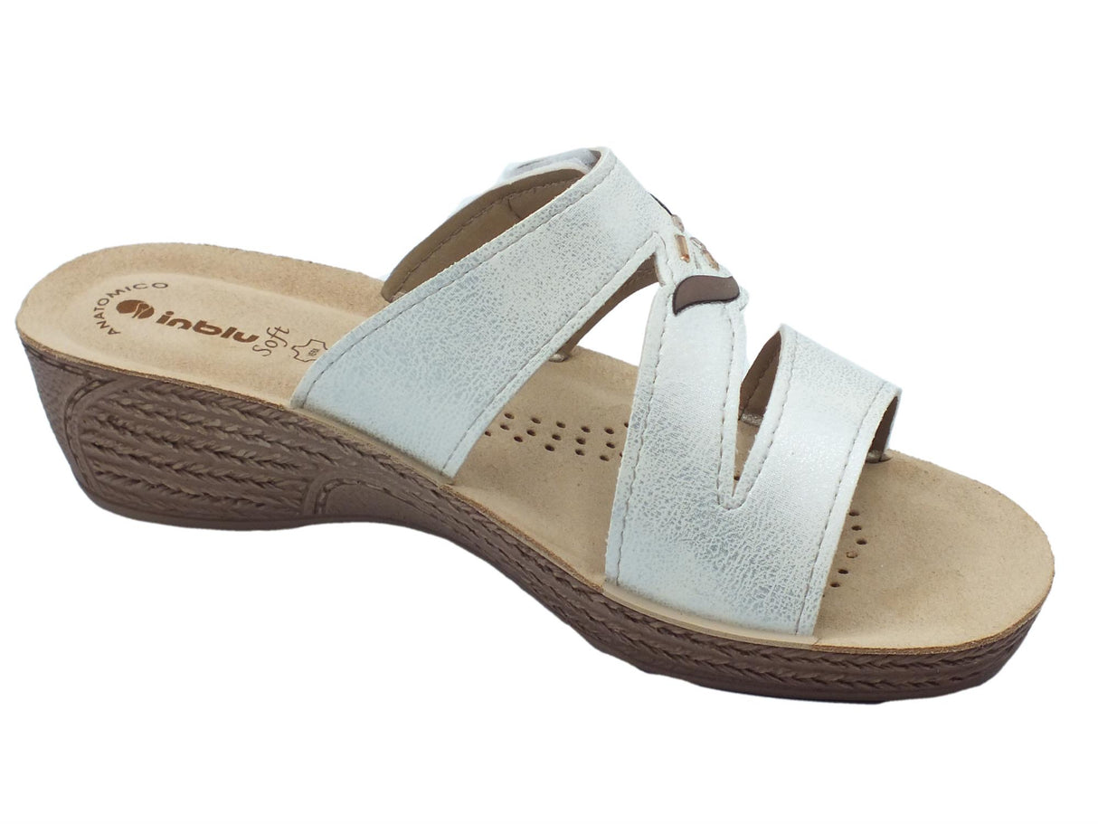 InBlu InBlu GL000035 Bianco Ciabatte per Donna con strappo e sottopiede soft Bianco