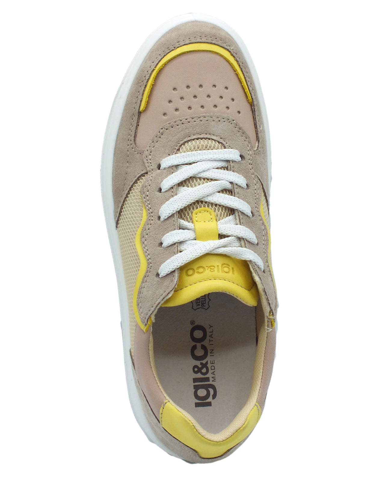 Igi&Co Igi&Co 3657122 Scamosciato Visone Sneakers sportive per Donna in nabuk visone e giallo zeppa interna Visone