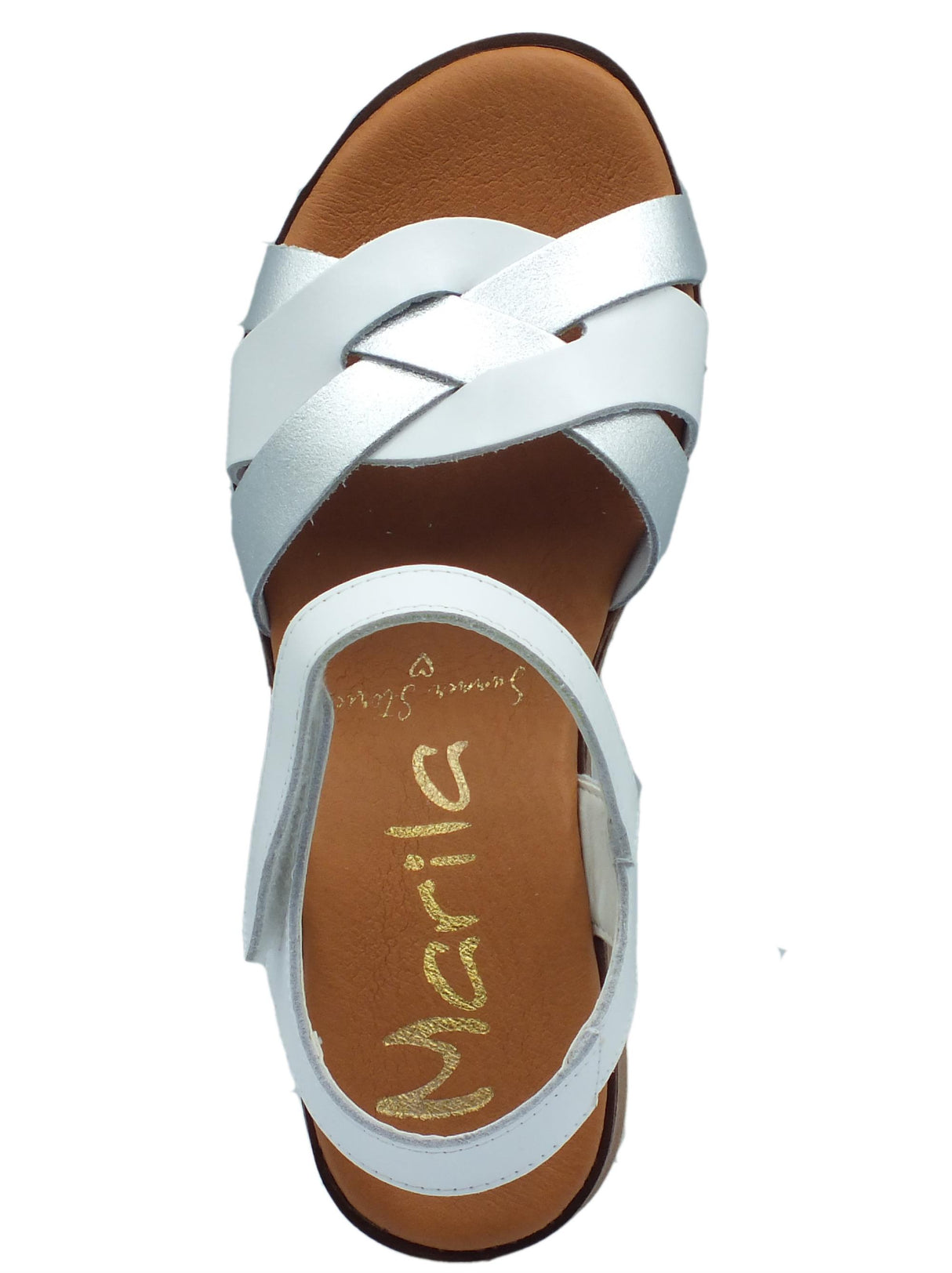 Marila Marila 1746 Cata Plata Bianco Sandali per Donna in pelle zeppa media con stretch Bianco
