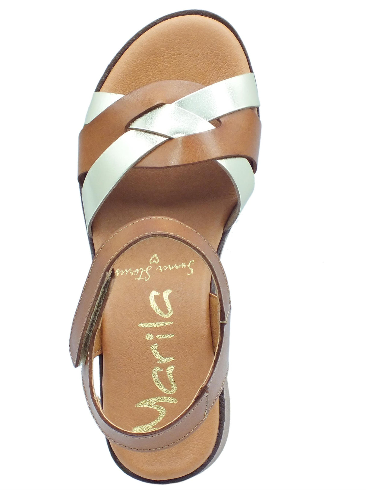 Marila Marila 1746 Cata Platino Avellana Sandali per Donna in pelle zeppa media con stretch Avellana