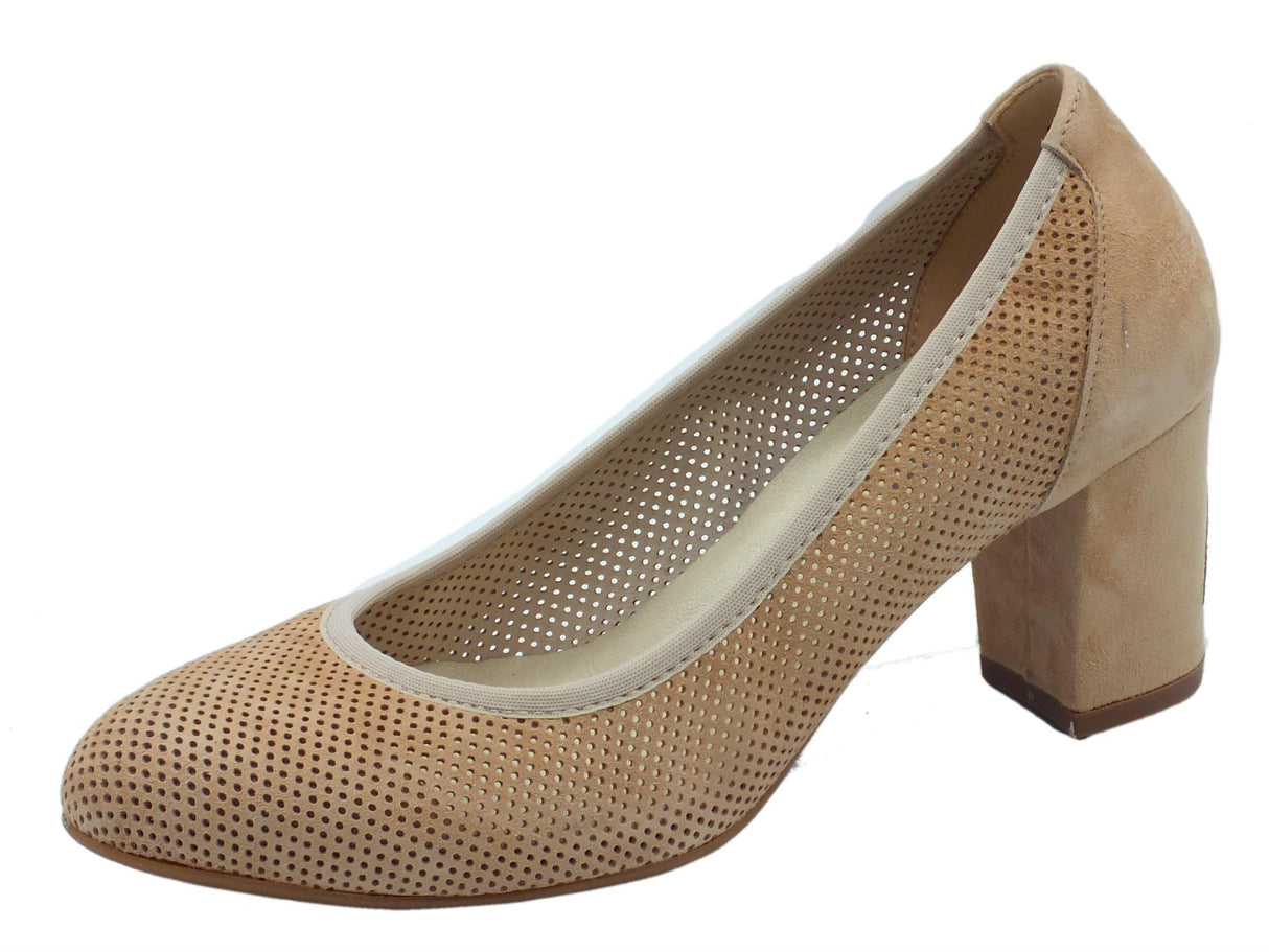 Melluso Melluso D116D Nude Decoltè per Donna in nabuk traforato con tacco alto Nude
