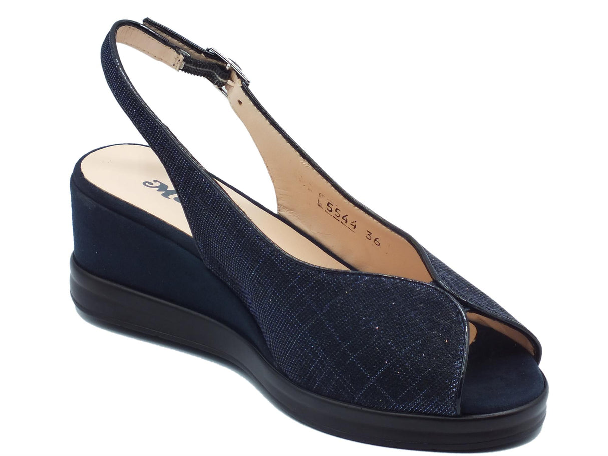 Melluso Melluso R80335 Notte Bianca Sandali per Donna in tessuto brillantinato con zeppa media Notte Bianca