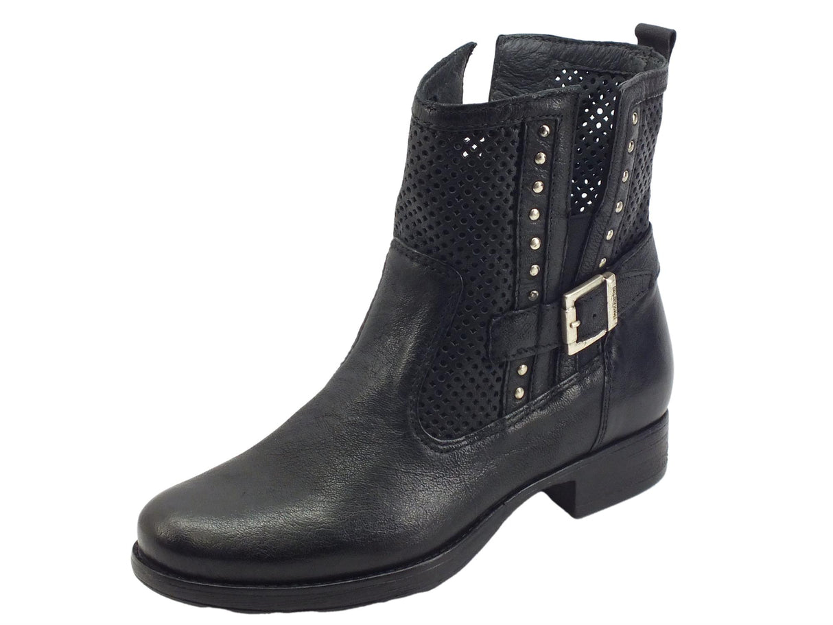 Nero Giardini NeroGiardini E306330D Osaka Nero Tronchetti traforati per Donna in pelle con tacco basso Osaka Nero