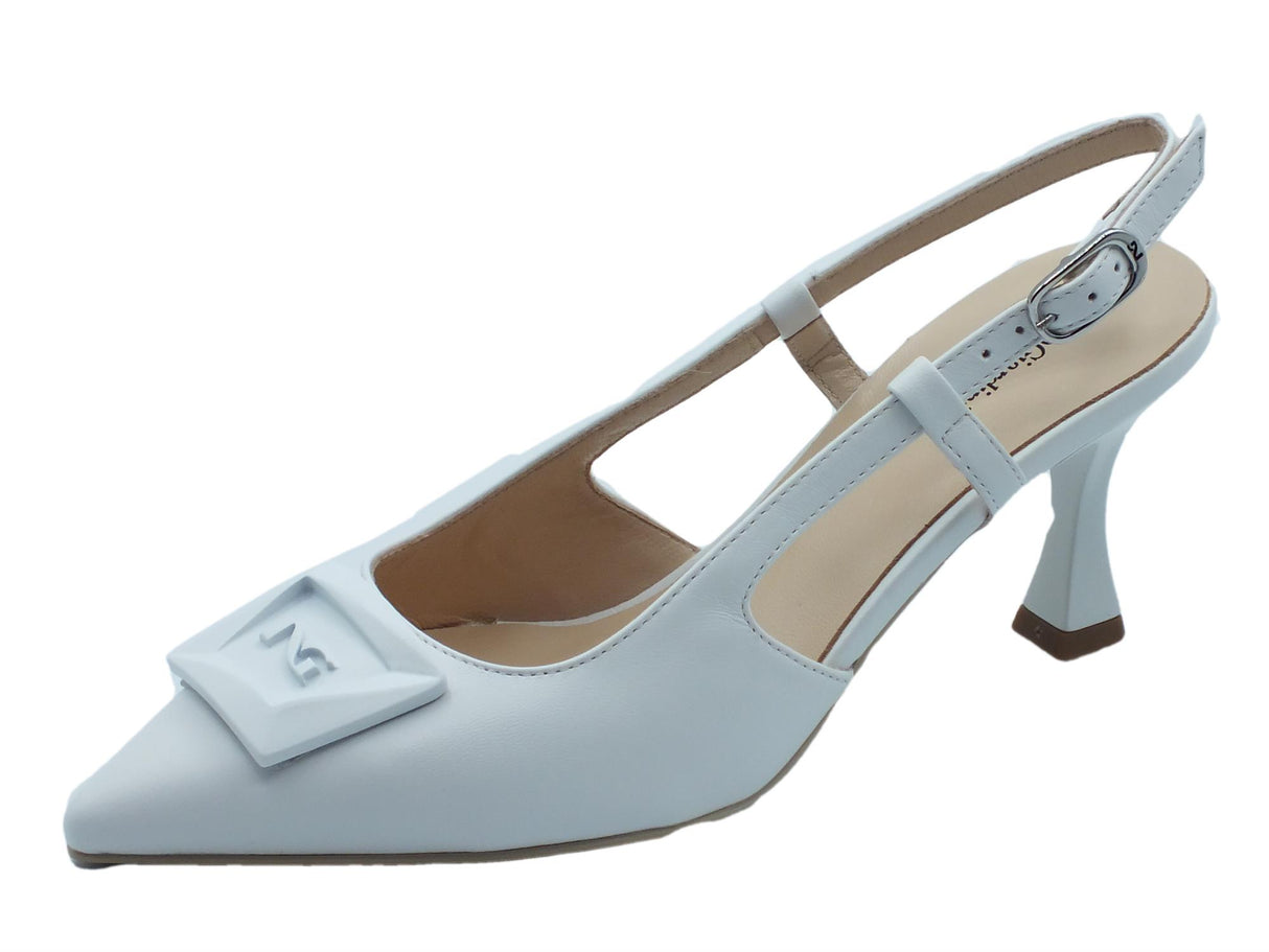 Nero Giardini NeroGiardini E307080DE Nappa Bianco Decoltè aperto da Sposa per Donna in pelle tacco medio Nappa Pandora Bianco
