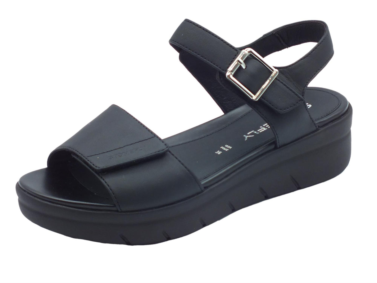 Stonefly Stonefly Sandali zeppa alta Donna 110207 Aqua III Nappa Black pelle nero Black