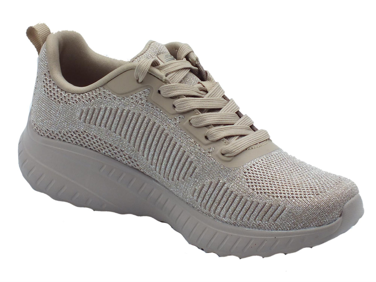 Skechers Skechers 117219 Bobs Squad Chaos Sparkle Divine Taupe Scarpe Sportive per Donna in tessuto Taupe