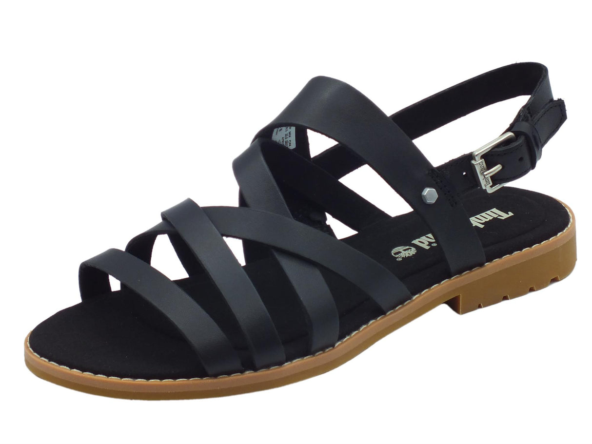 Timberland Timberland 0A41BE Chicago Riverside Rust Full Grain Black Sandali Donna pelle nera zeppa bassa Black