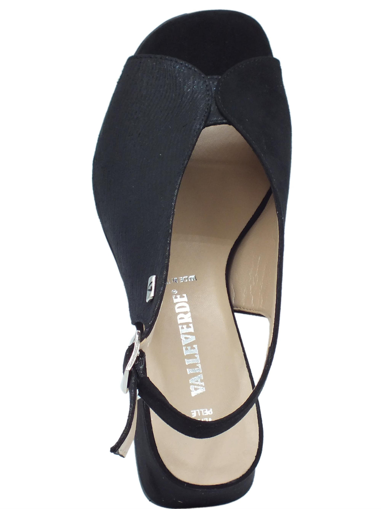 Valleverde Valleverde 28223 Nero Sandali eleganti con tacco per donna in tessuto Nero