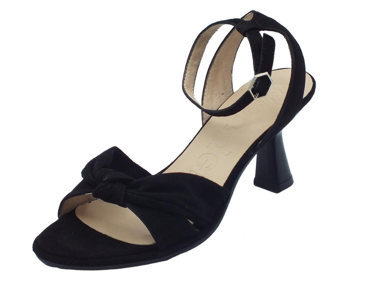 Wonders Wonders F-8105 Ante Negro Sandali eleganti per Donna in nabuk con tacco alto nero