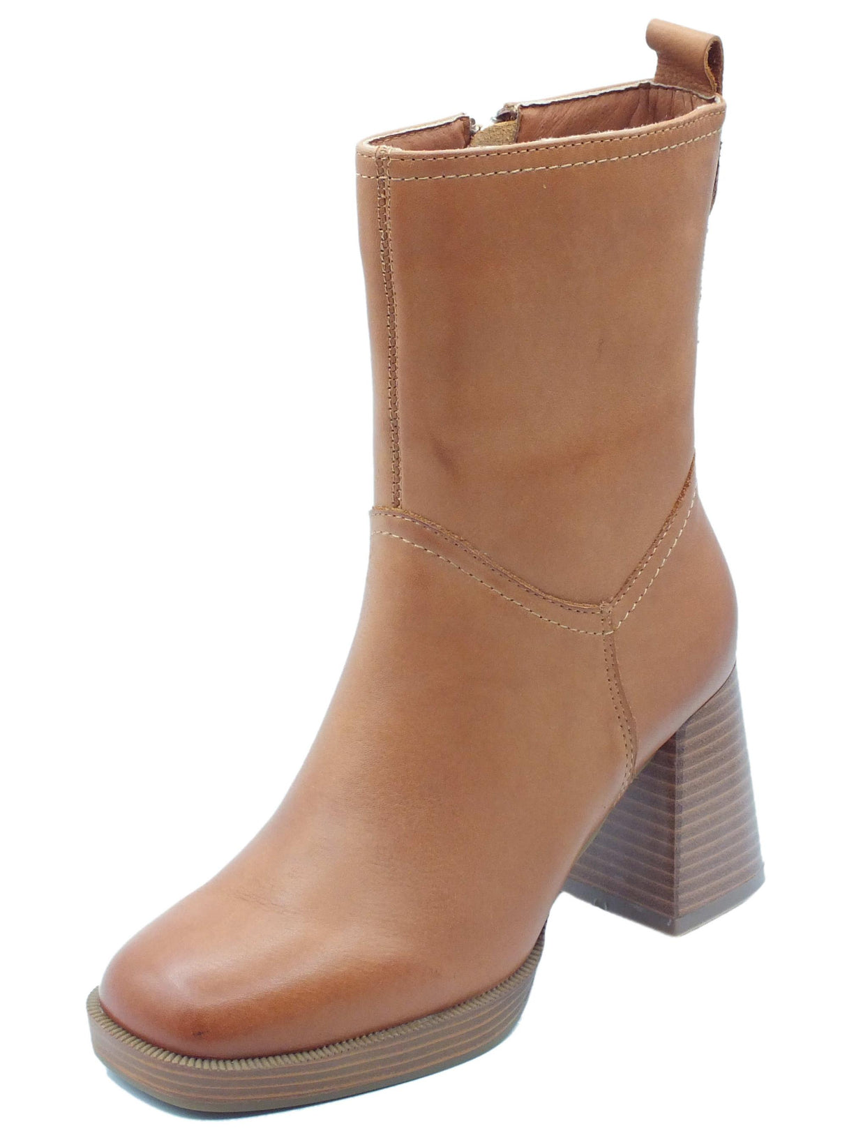 Carmela Carmela 161205 Camel Tronchetti per Donna in pelle con tacco alto e lampo Camel