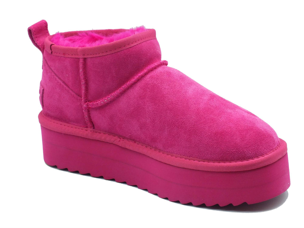 Colors of California Colors of California HC.YWPLA01 Fuxia mammuttini per Donna in nabuk con pile zeppa alta Fuxia