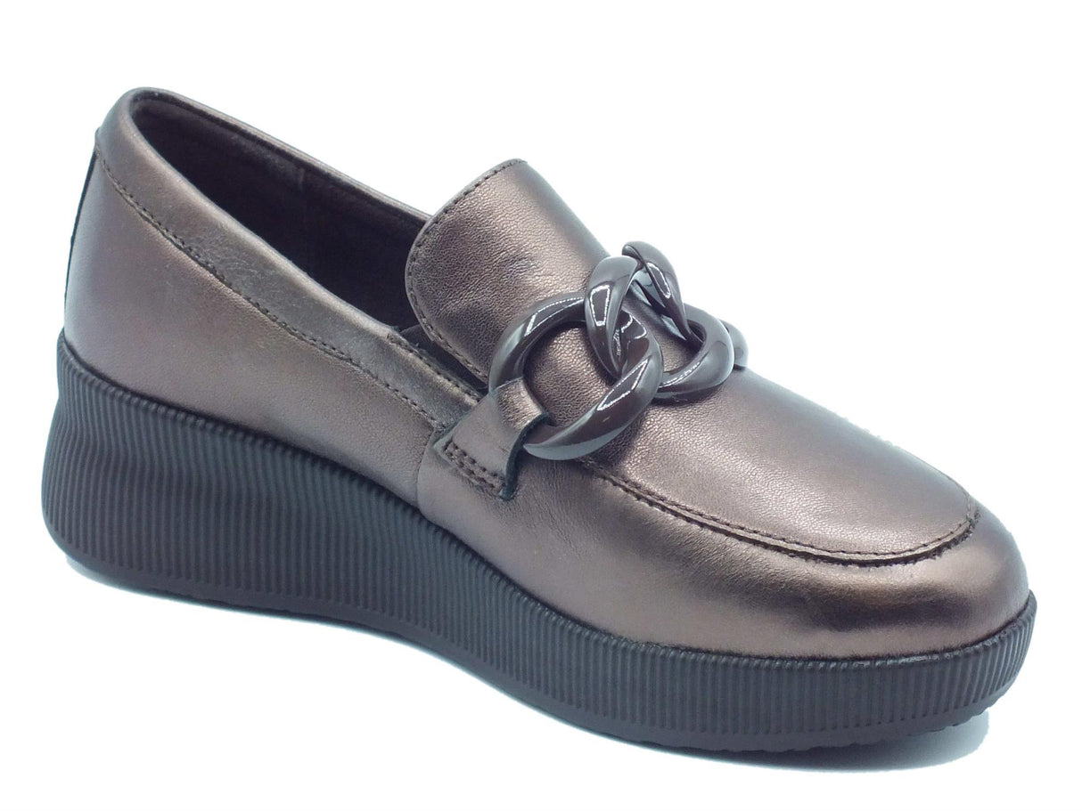 Cinzia Soft Cinzia Soft IV319860S Cacao Mocassini per Donna in pelle marrone con zeppa alta Cacao