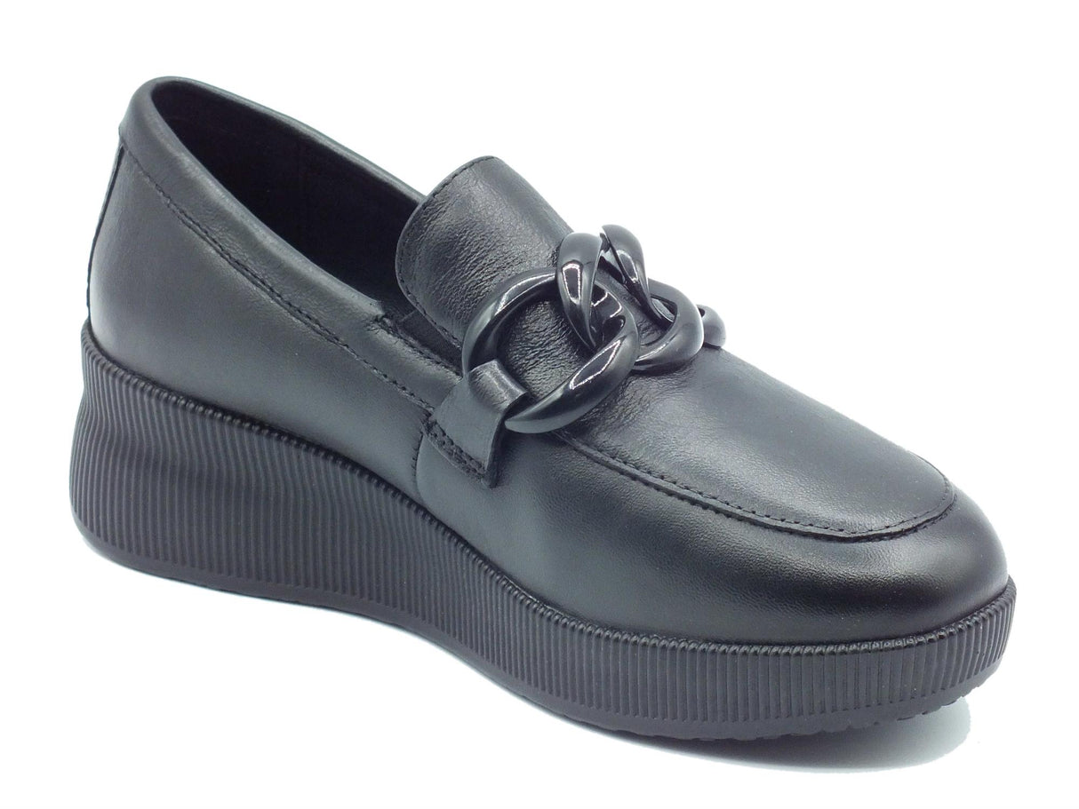 Cinzia Soft Cinzia Soft IV319860M Black Mocassini per Donna in pelle nero con zeppa alta Black
