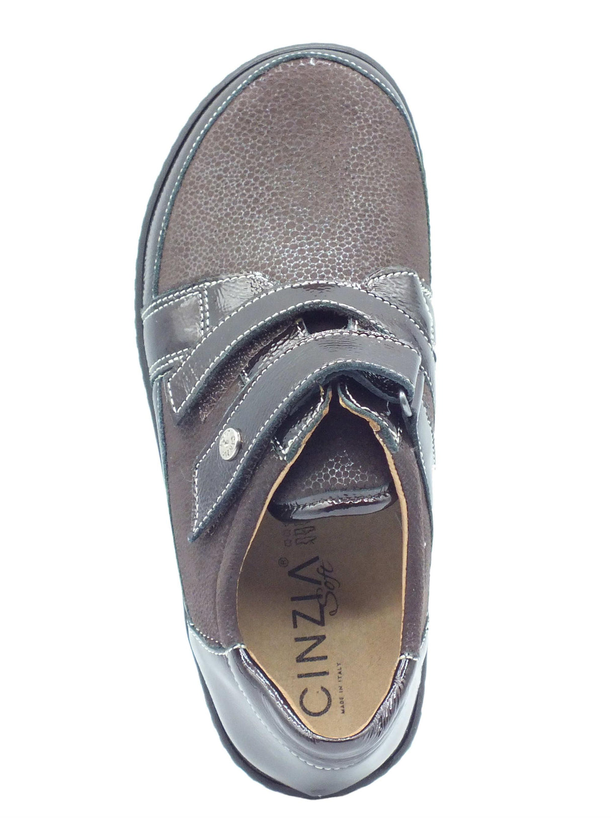 Cinzia Soft Cinzia Soft IM54018MVV Testa di Moro Sneakers Confort Donna in pelle doppia chiusura a strappo Testa di Moro