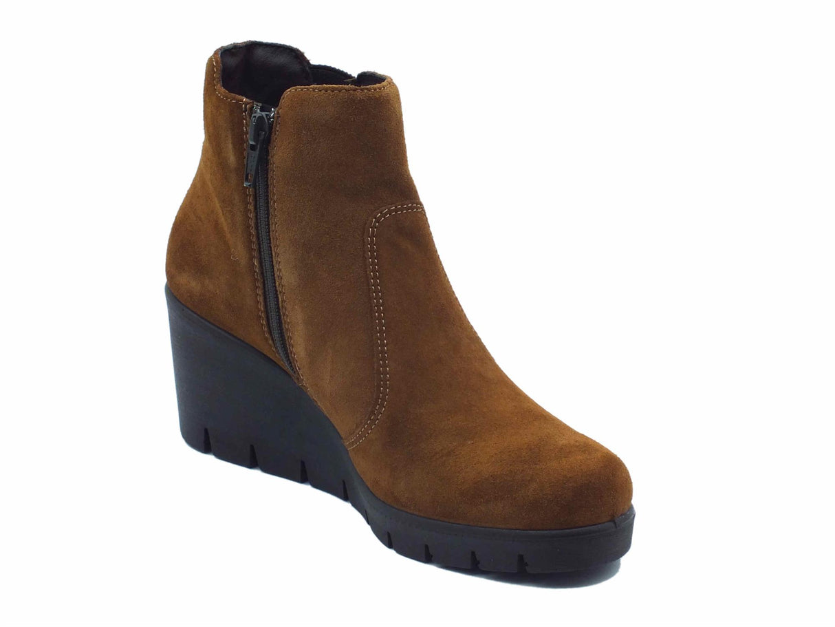 ENVAL Soft ENVAL Soft 4763044 Scam Super Cognac Tronchetti per Donna in nabuk con lampo zeppa alta Cognac