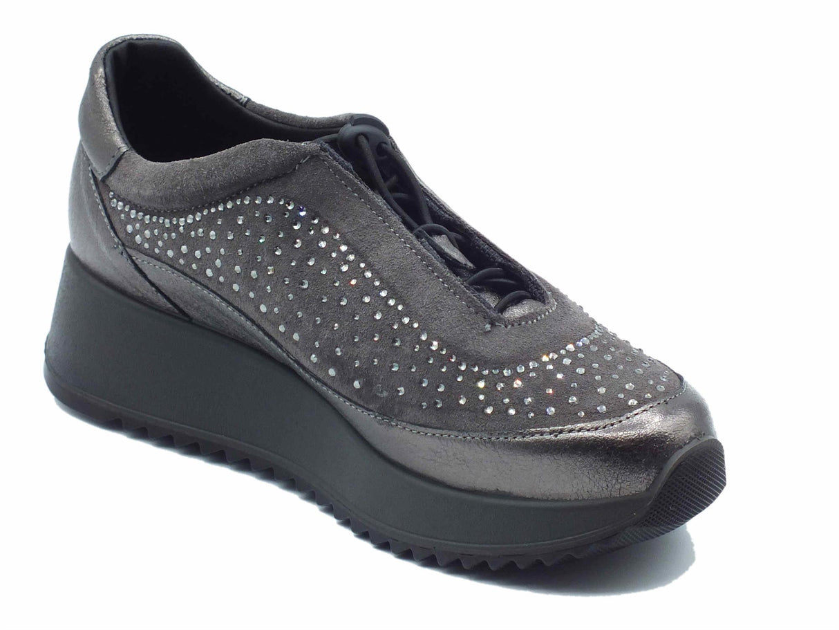 ENVAL Soft ENVAL Soft 4774733 Cap Met Scam Fumo Slip-on con laccio Donna in pelle nabuk grigio con zeppa media grigio