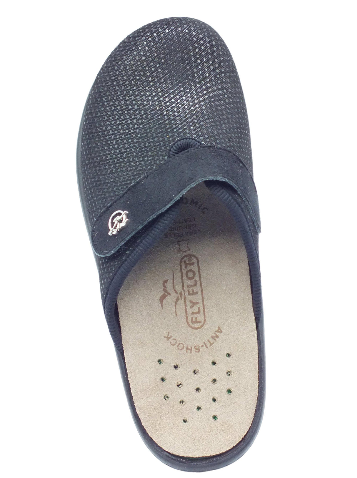 FlyFlot Fly Flot 35 W34 SY Gonzaga Nero Pantofole per Donna in tessuto con stretch e sottopiede estraibile Nero