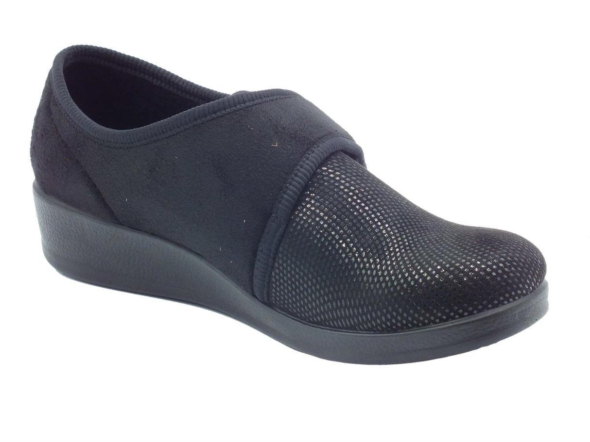 FlyFlot Fly Flot N3 886 5D Caltanissetta Nero Scarpe Pantofole per Donna in tessuto con stretch Nero