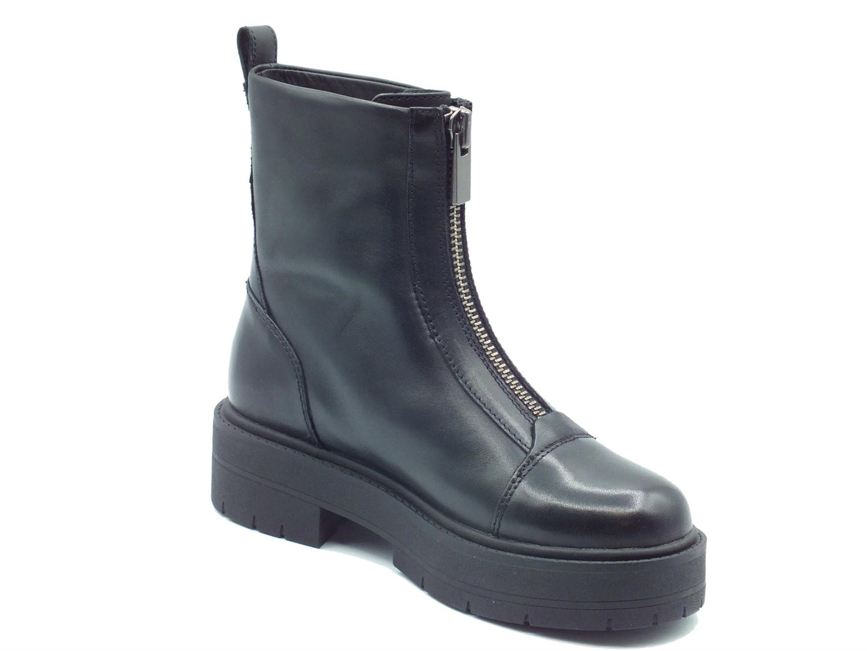 Geox Geox D36VDC Spherica Black Anfibi per Donna in pelle con lampo frontale Black