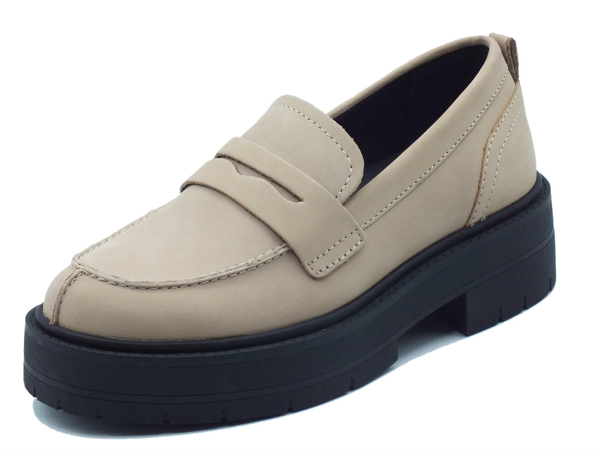 Geox Geox D36VDI Spherica Sand AMocassini per Donna in pelle sabbia e zeppa alta Sand