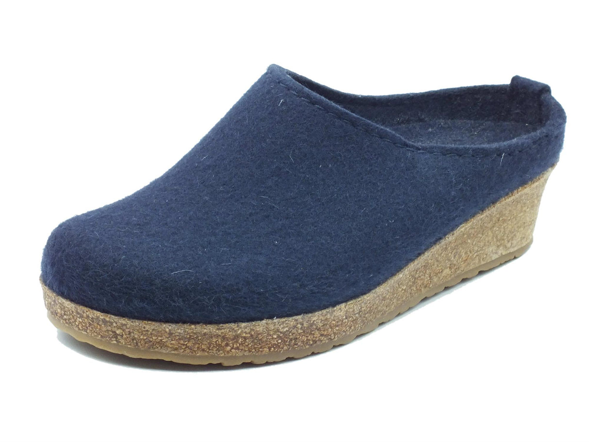 Haflinger Haflinger Juliette 762018 Mittelblau Pantofole Sabot per Donna in lana blu zeppa media blu