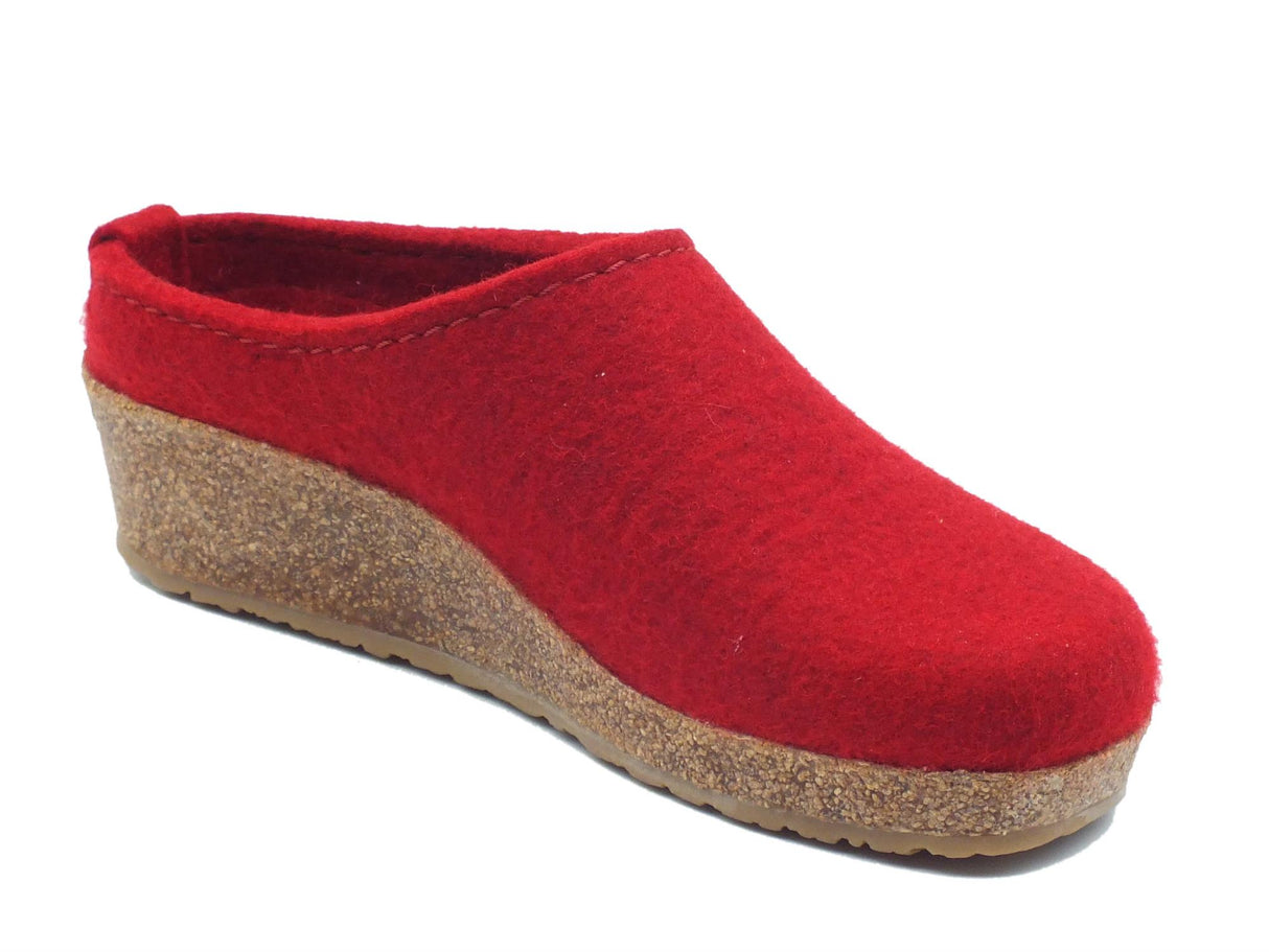 Haflinger Haflinger Juliette 762018 Paprika Pantofole Sabot per Donna in lana rossa zeppa media Paprika