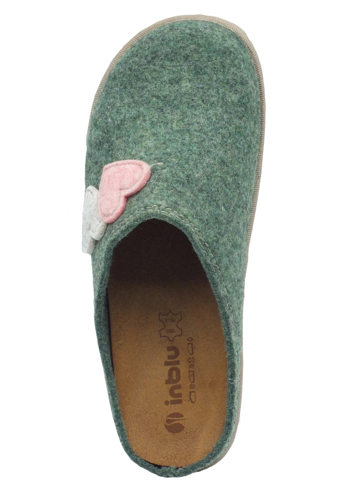 InBlu InBlu CS000037 Menta Pantofole per Donna in lana cotta verde con sottopiede in nabuk Menta