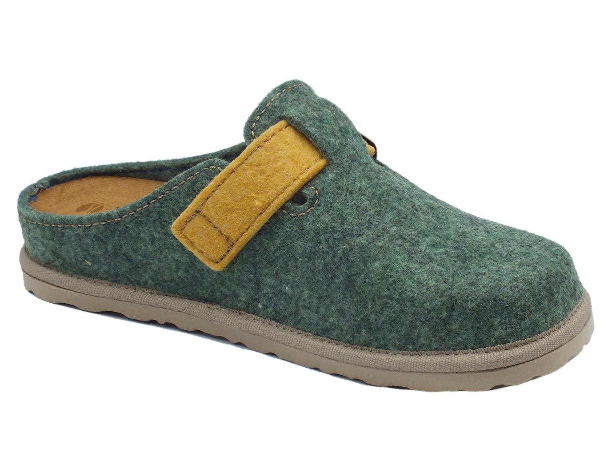 InBlu InBlu CS000038 Menta Pantofole per Donna in lana cotta blu con sottopiede in nabuk Menta