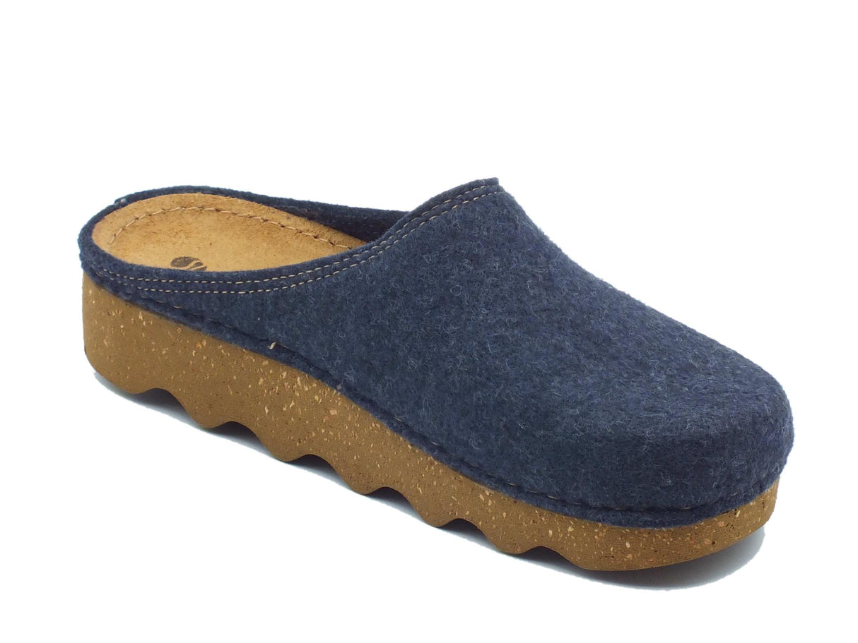 InBlu InBlu DK000008 Avio Pantofole per Donna in lana cotta blu con sottopiede in nabuk Avio