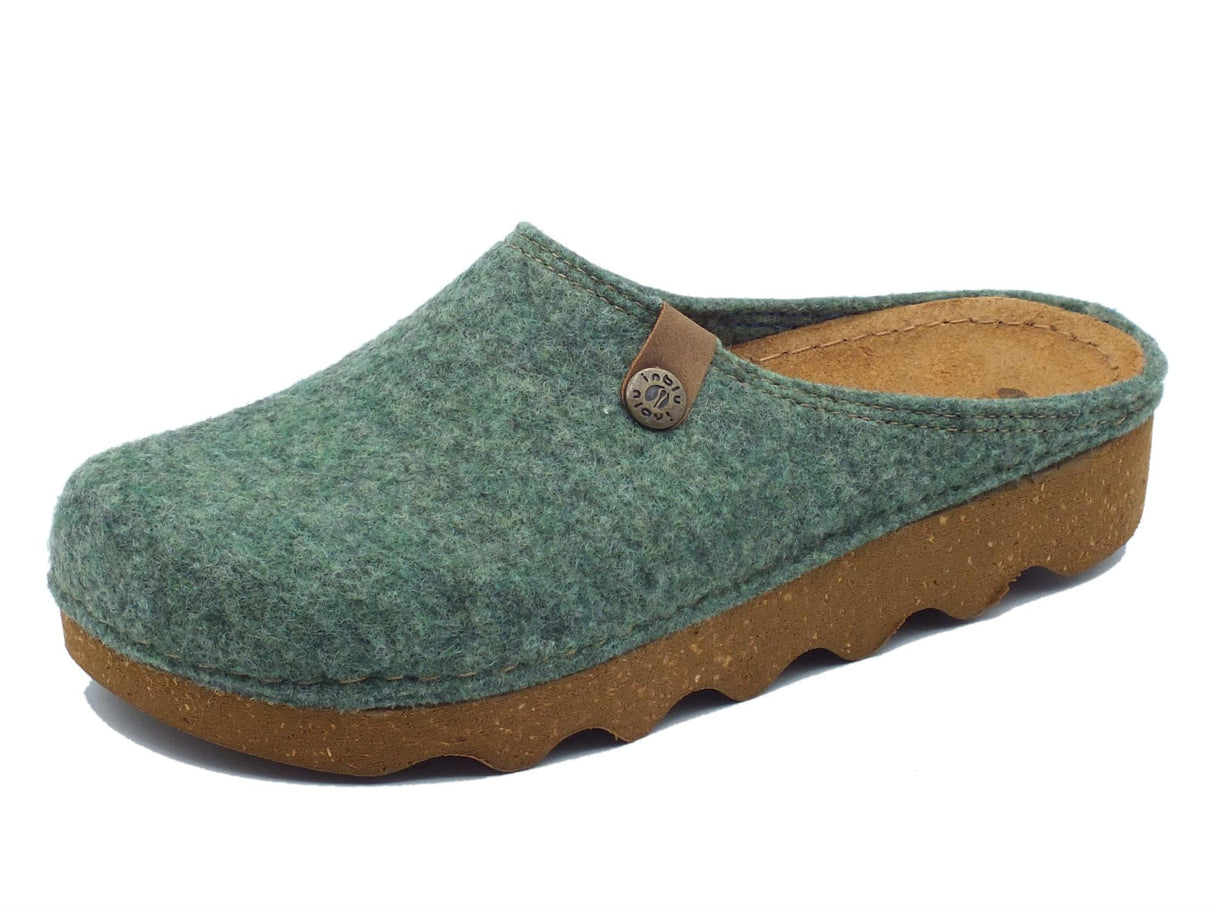 InBlu InBlu DK000008 Menta Pantofole per Donna in lana cotta verde con sottopiede in nabuk Menta