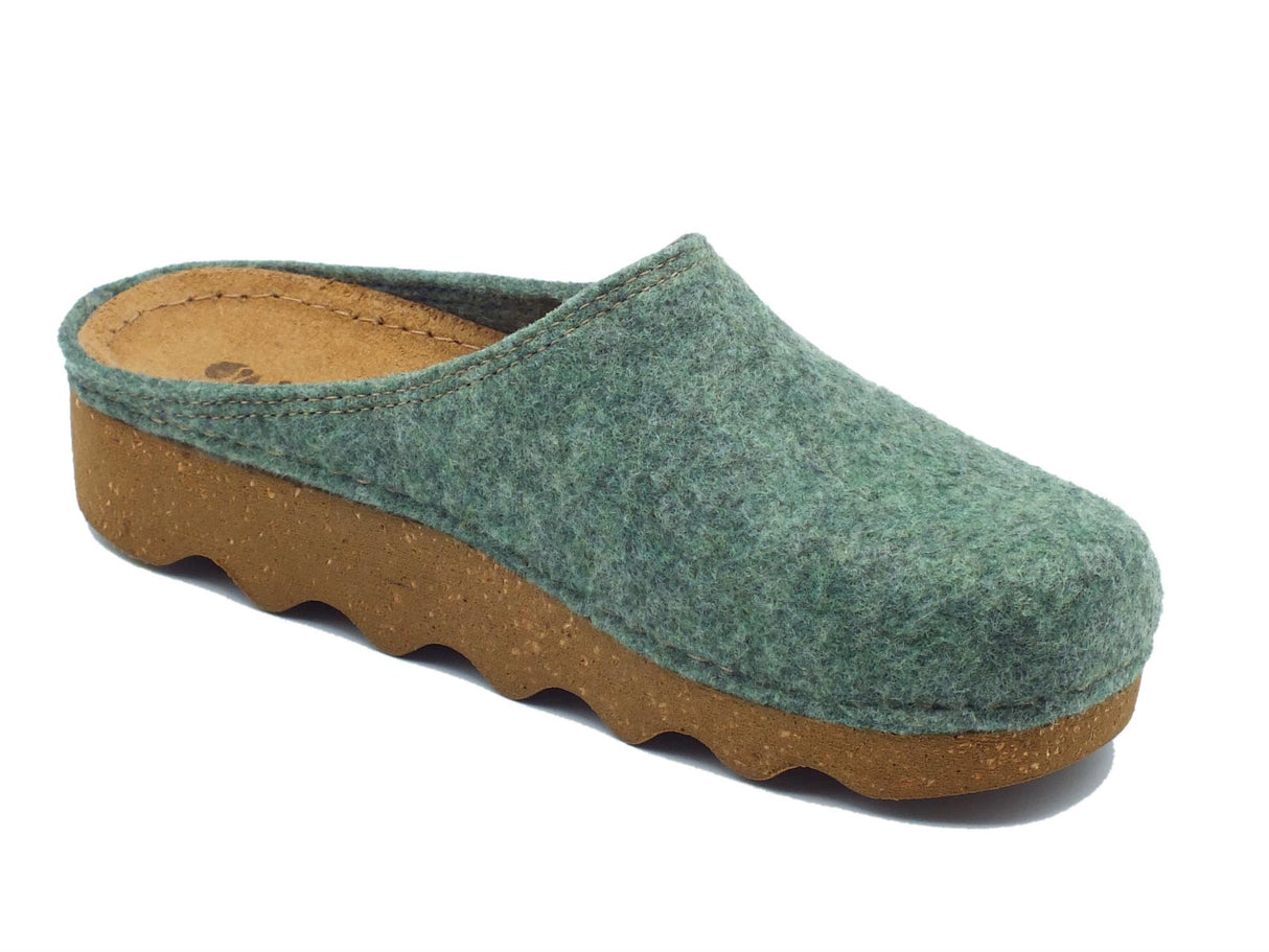 InBlu InBlu DK000008 Menta Pantofole per Donna in lana cotta verde con sottopiede in nabuk Menta