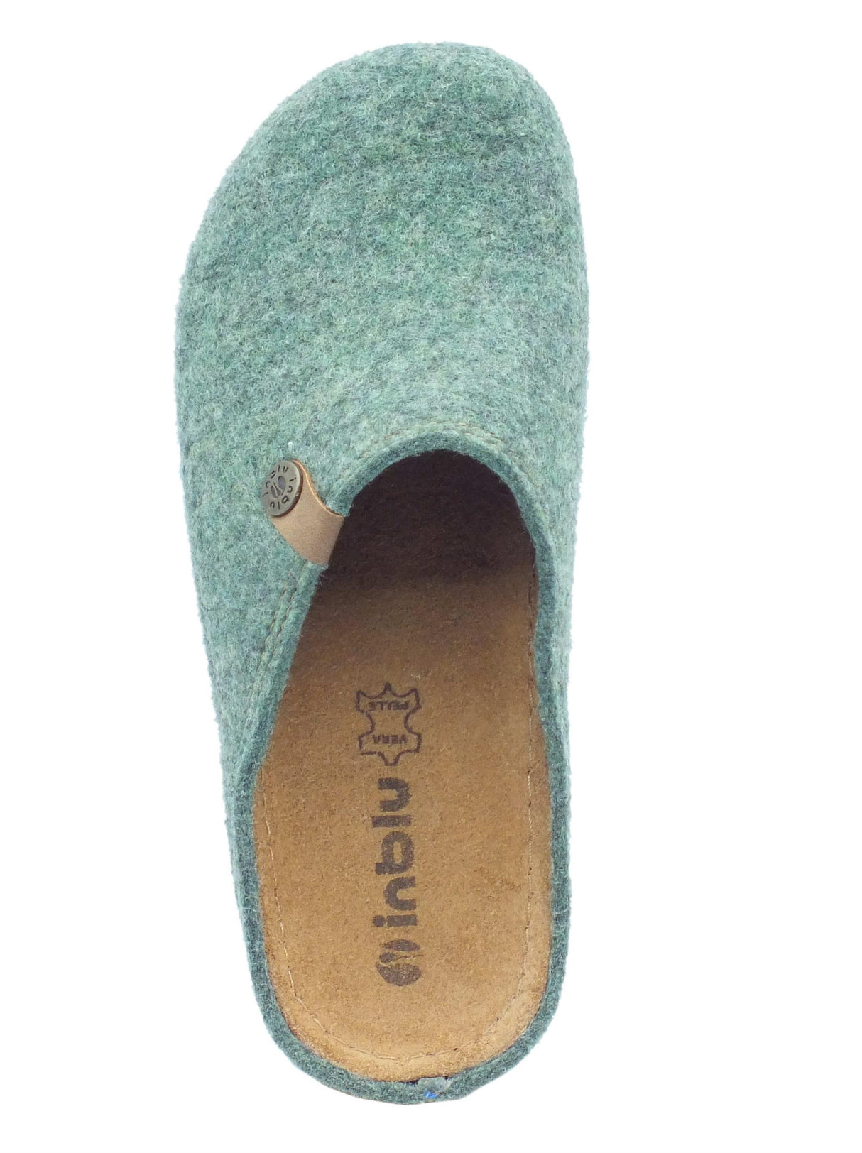 InBlu InBlu DK000008 Menta Pantofole per Donna in lana cotta verde con sottopiede in nabuk Menta