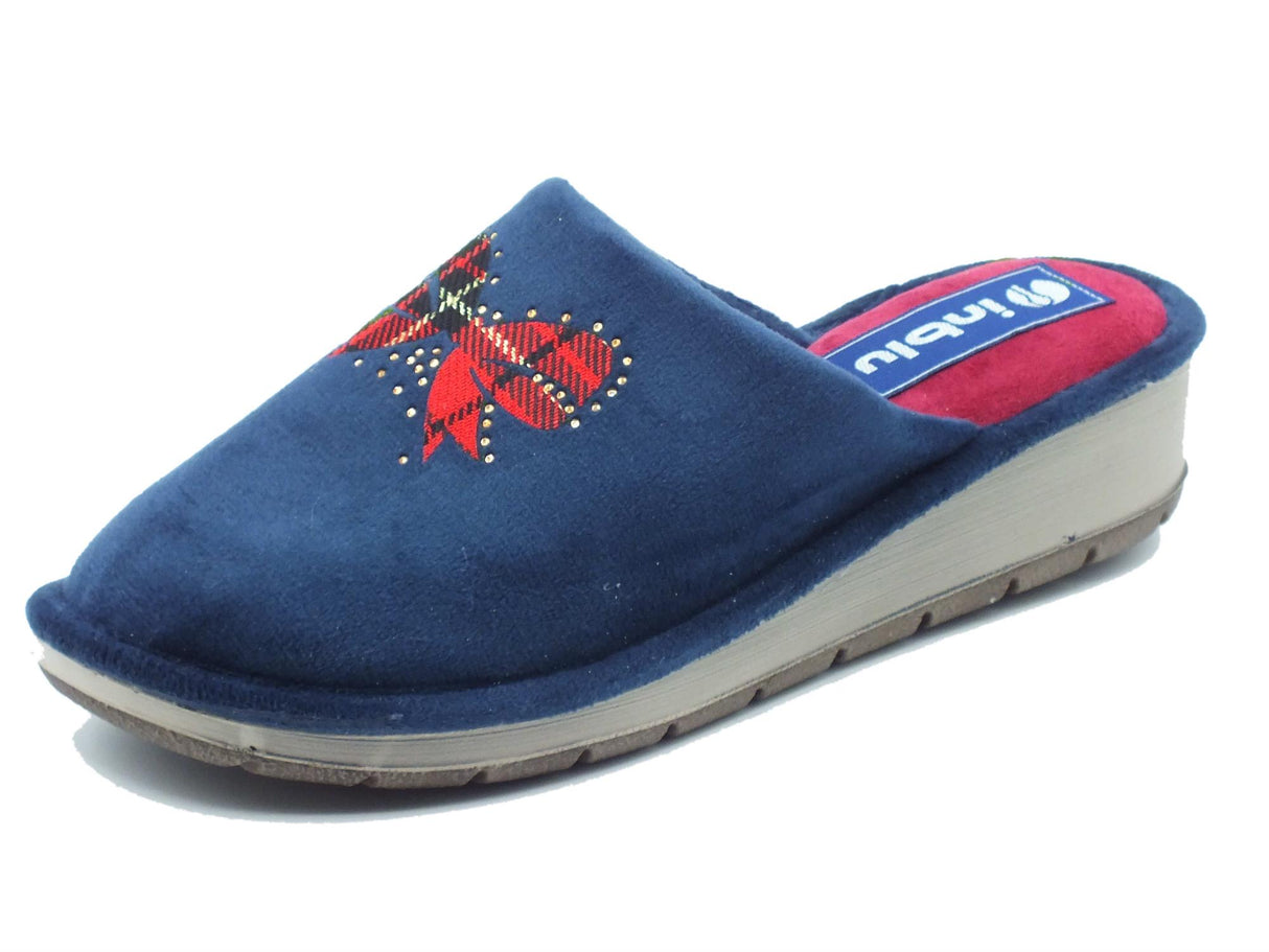 InBlu InBlu GY000019 Blu Pantofole per Donna in spugna con zeppa bassa Blu