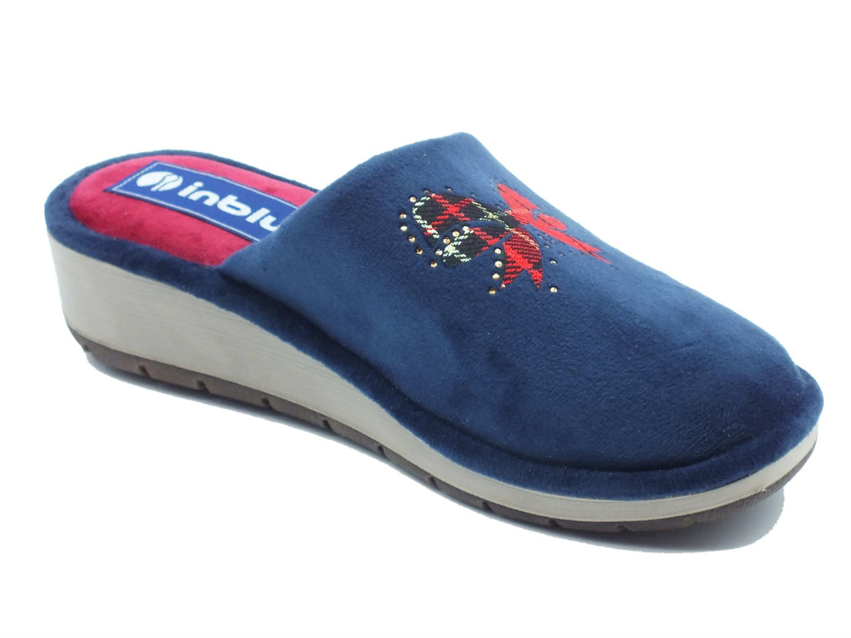 InBlu InBlu GY000019 Blu Pantofole per Donna in spugna con zeppa bassa Blu