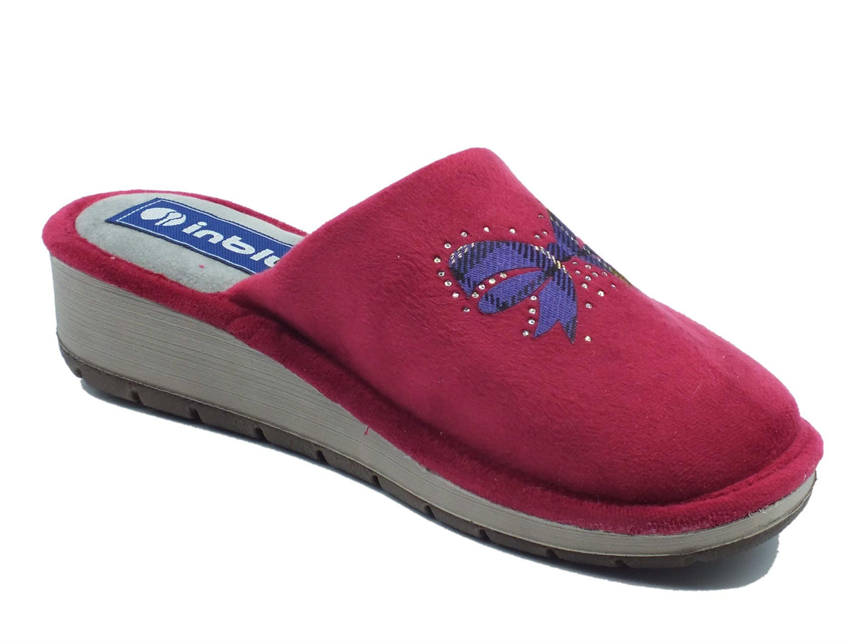 InBlu InBlu GY000019 Bordeaux Pantofole per Donna in spugna con zeppa bassa Bordeaux