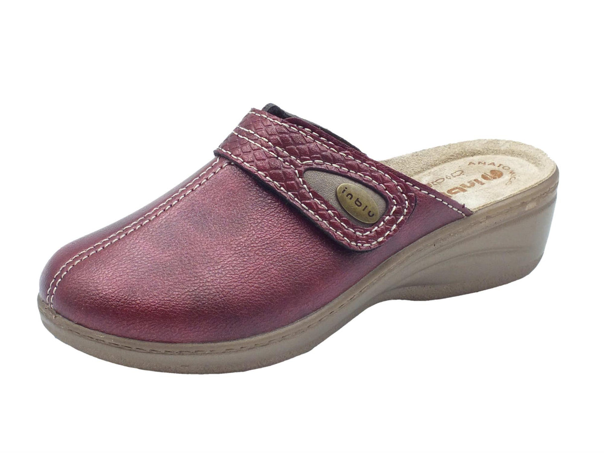 InBlu InBlu LY000061 Bordeaux Pantofole per Donna in ecopelle con regolazione a strappo Bordeaux
