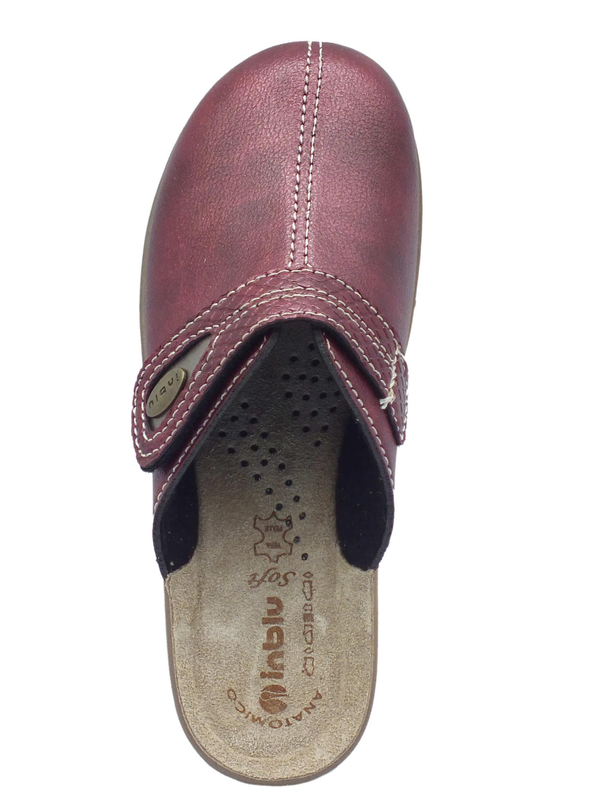 InBlu InBlu LY000061 Bordeaux Pantofole per Donna in ecopelle con regolazione a strappo Bordeaux