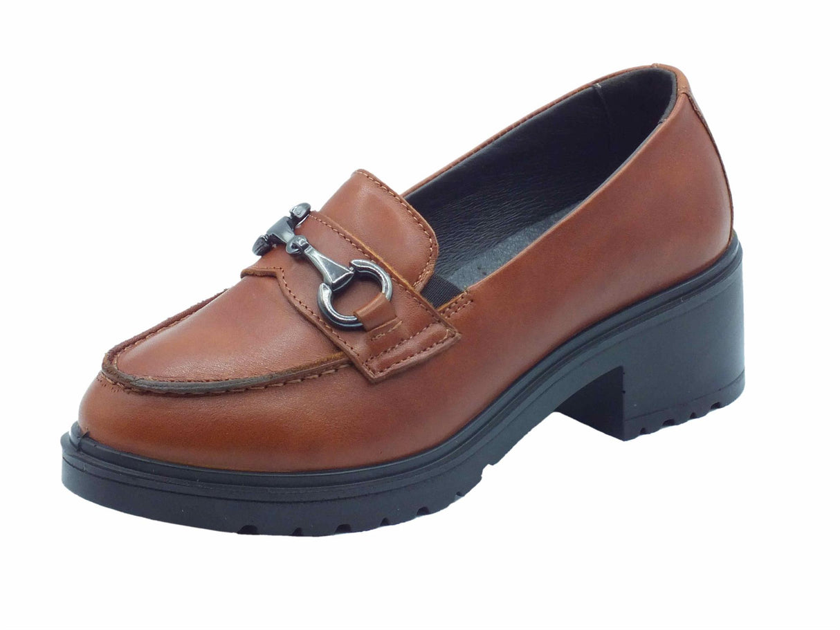 Igi&Co Igi&Co 4651511 Vitello Antik Cognac Mocassini con tacco medio per Donna in pelle Cognac