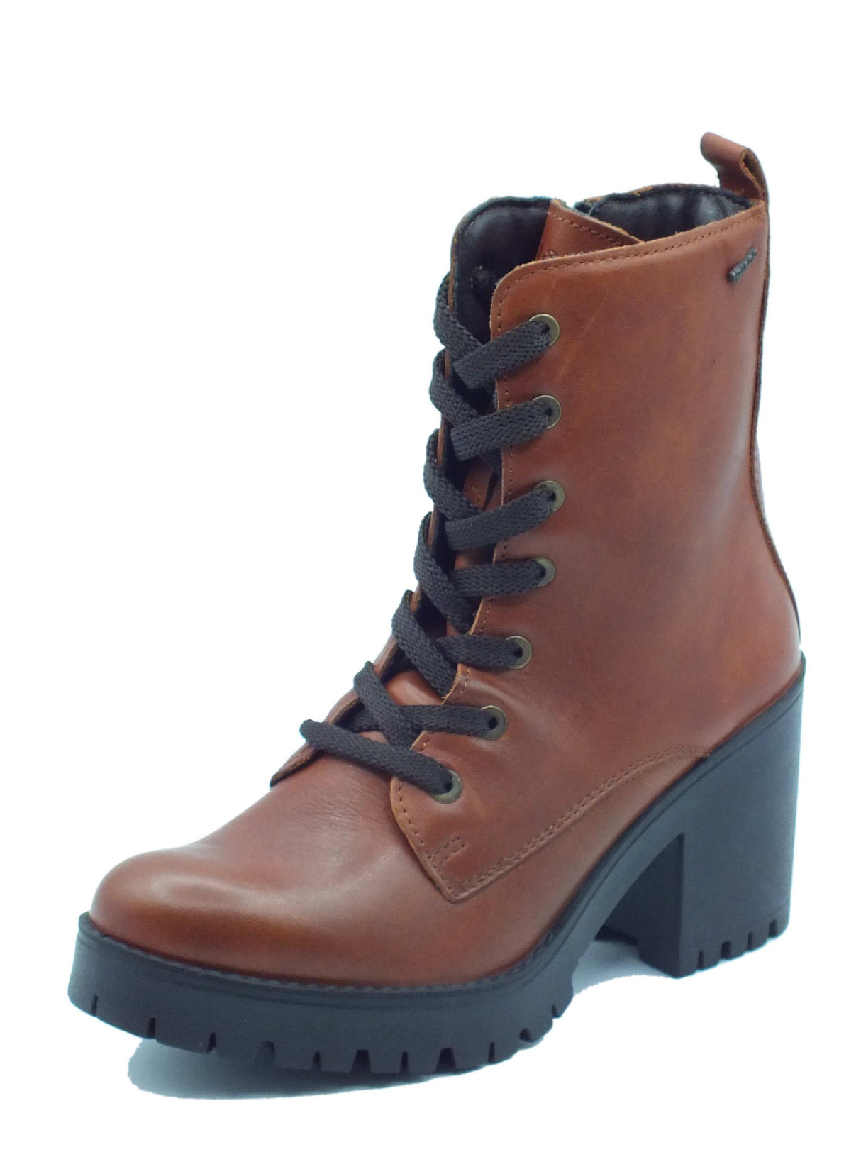 Igi&Co Igi&Co 4665322 Vitello Antik Cognac Tronchetti per Donna in pelle con tacco alto lacci e lampo Cognac