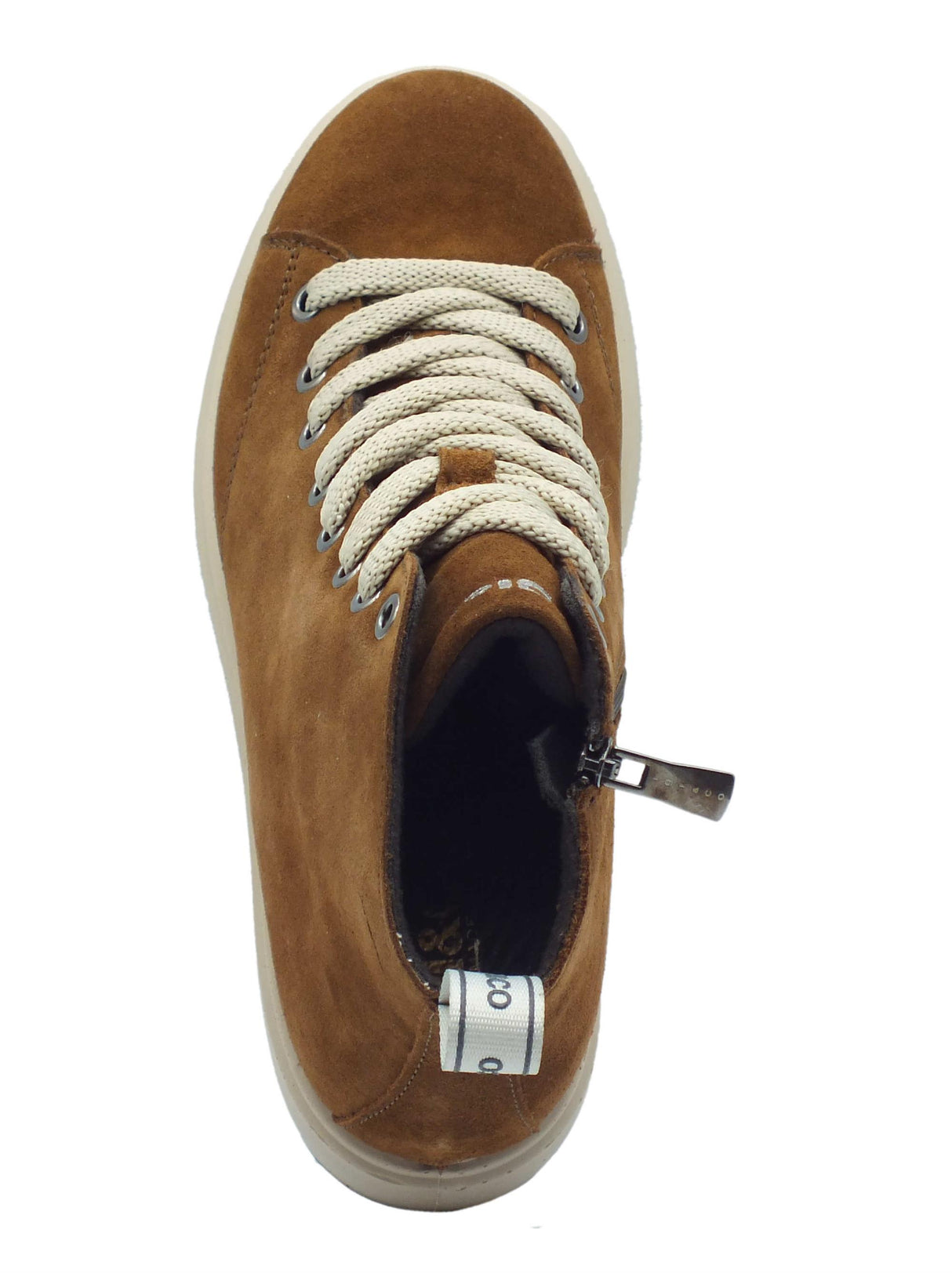 Igi&Co Igi&Co 4667411 Scam Cognac Sneakers con zeppa bassa per Donna in nabuk con lampo e lacci Cognac