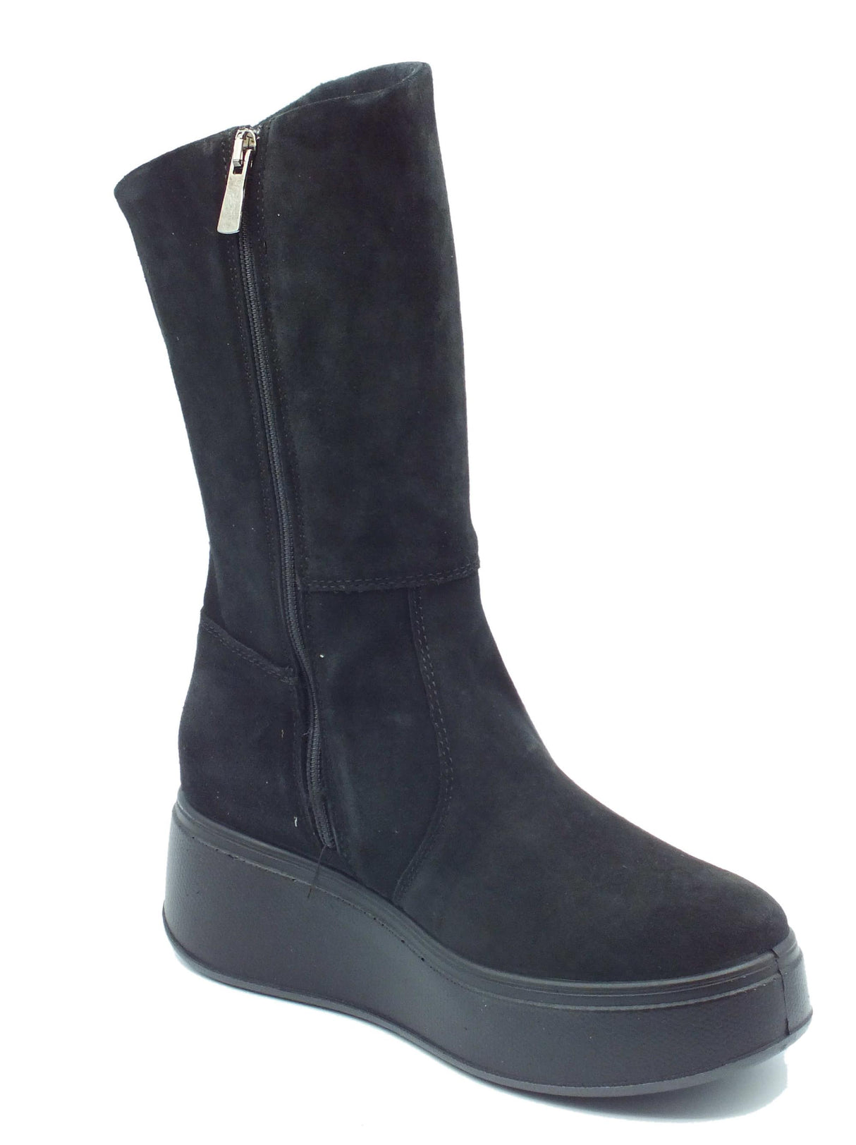 Igi&Co Igi&Co 4671000 Scam Superiore Nero Stivali con per Donna in nabuk con lampo e zeppona Nero