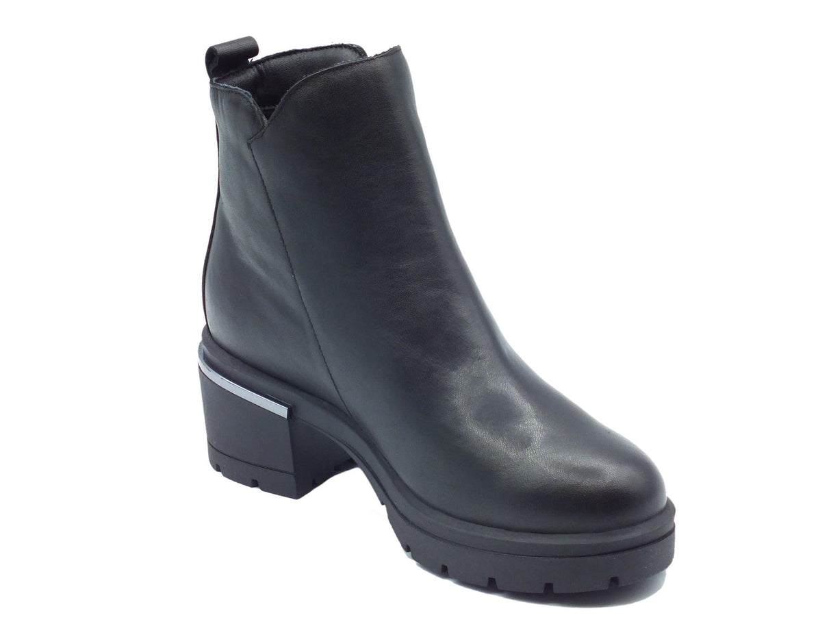 Igi&Co Igi&Co 4683400 Nappa Soft Nero Tronchetti con tacco medio per Donna in pelle con lampo Nero