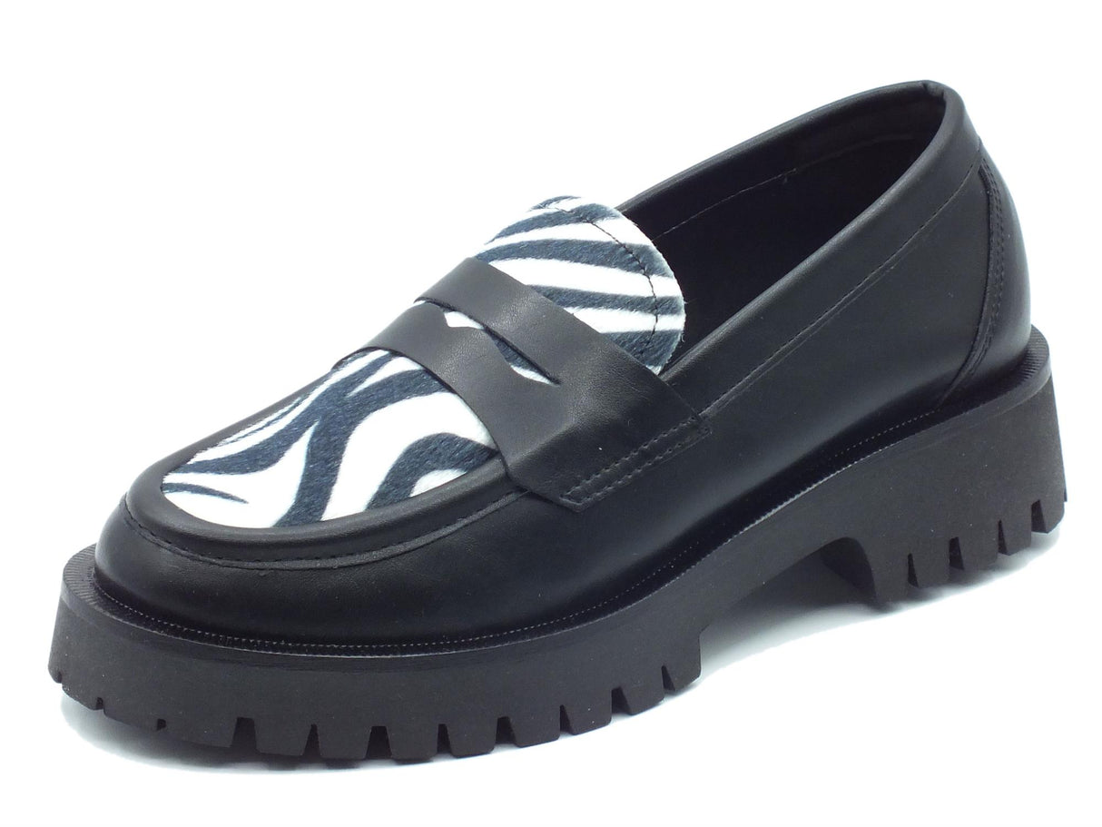 Nacrèe Nacrèe 631R002 Vit Ner Zeb Bn Mocassini per Donna animal zebra zeppa bassa nero