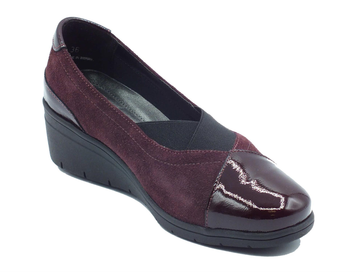 Melluso Melluso K91616D Bordò Mocassini comfort per Donna in nabuk con zeppa media Bordò