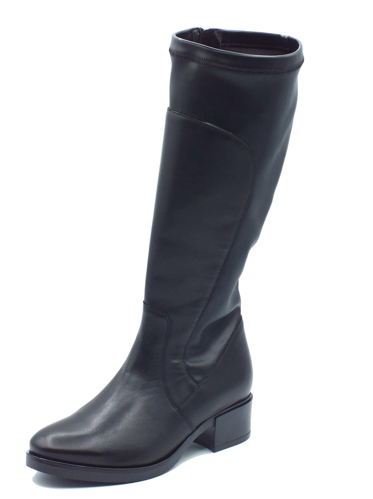 Melluso Melluso K91854D Nero Stivali con tacco basso per Donna in pelle e tessuto elasticizzato Nero