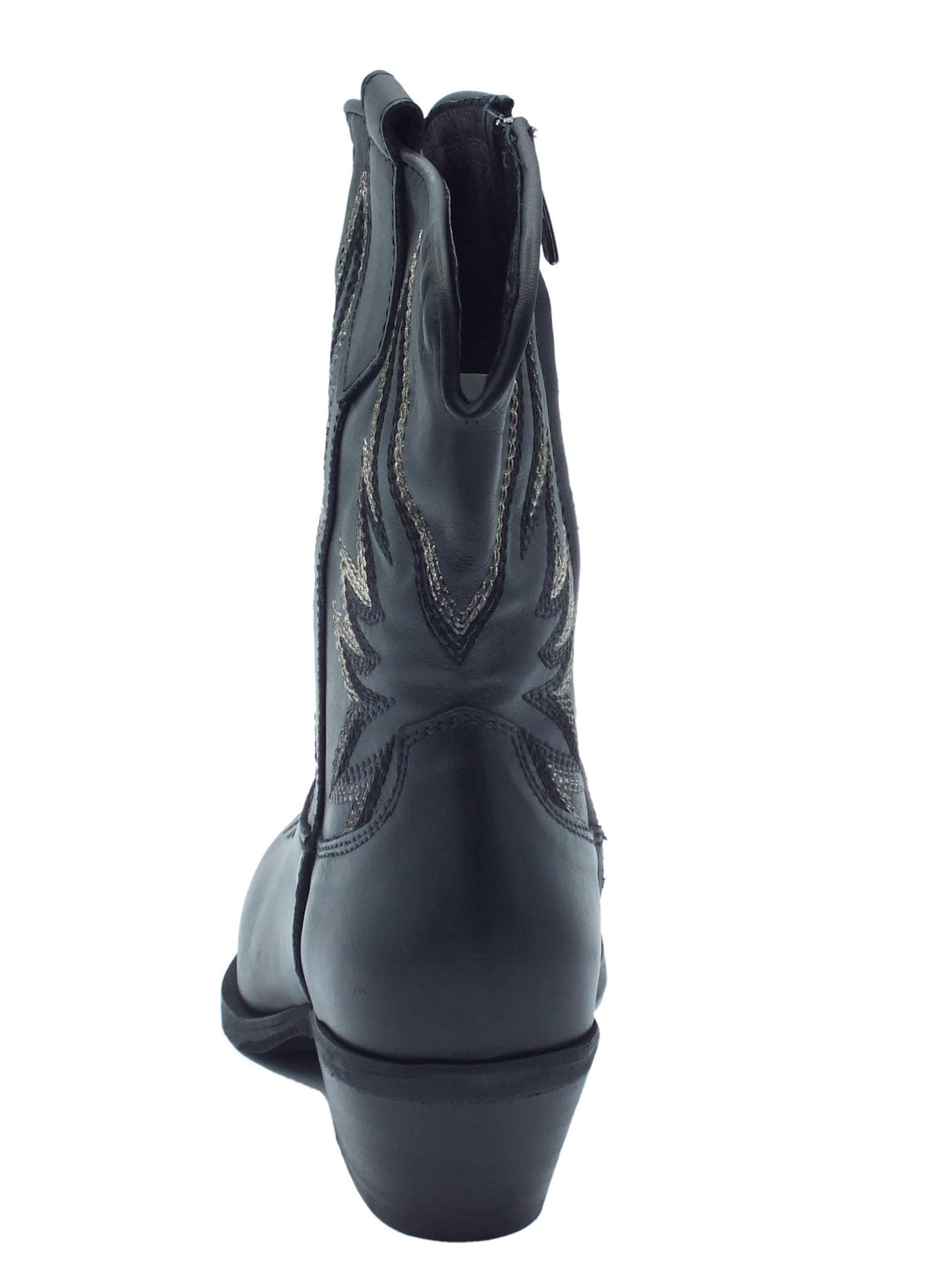 Metisse Metisse DX606 Vitello Nero Sbiancato Tronchetti Texani per Donna in pelle con ricamo Nero