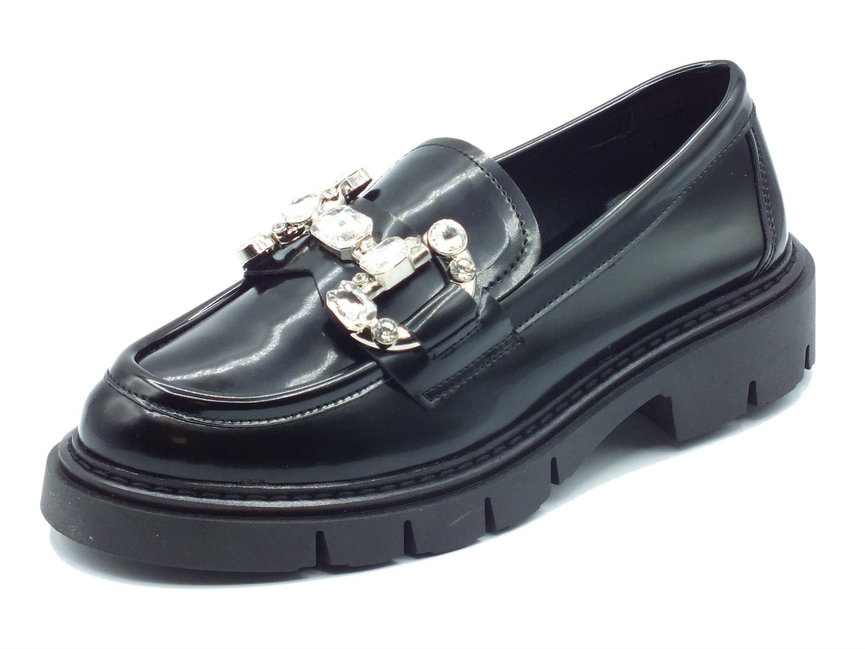 Nacrèe Nacrèe 6383005 Pool Nero Mocassini classici con zirconi per Donna tacco medio Nero