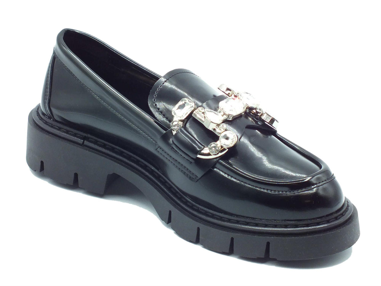 Nacrèe Nacrèe 6383005 Pool Nero Mocassini classici con zirconi per Donna tacco medio Nero